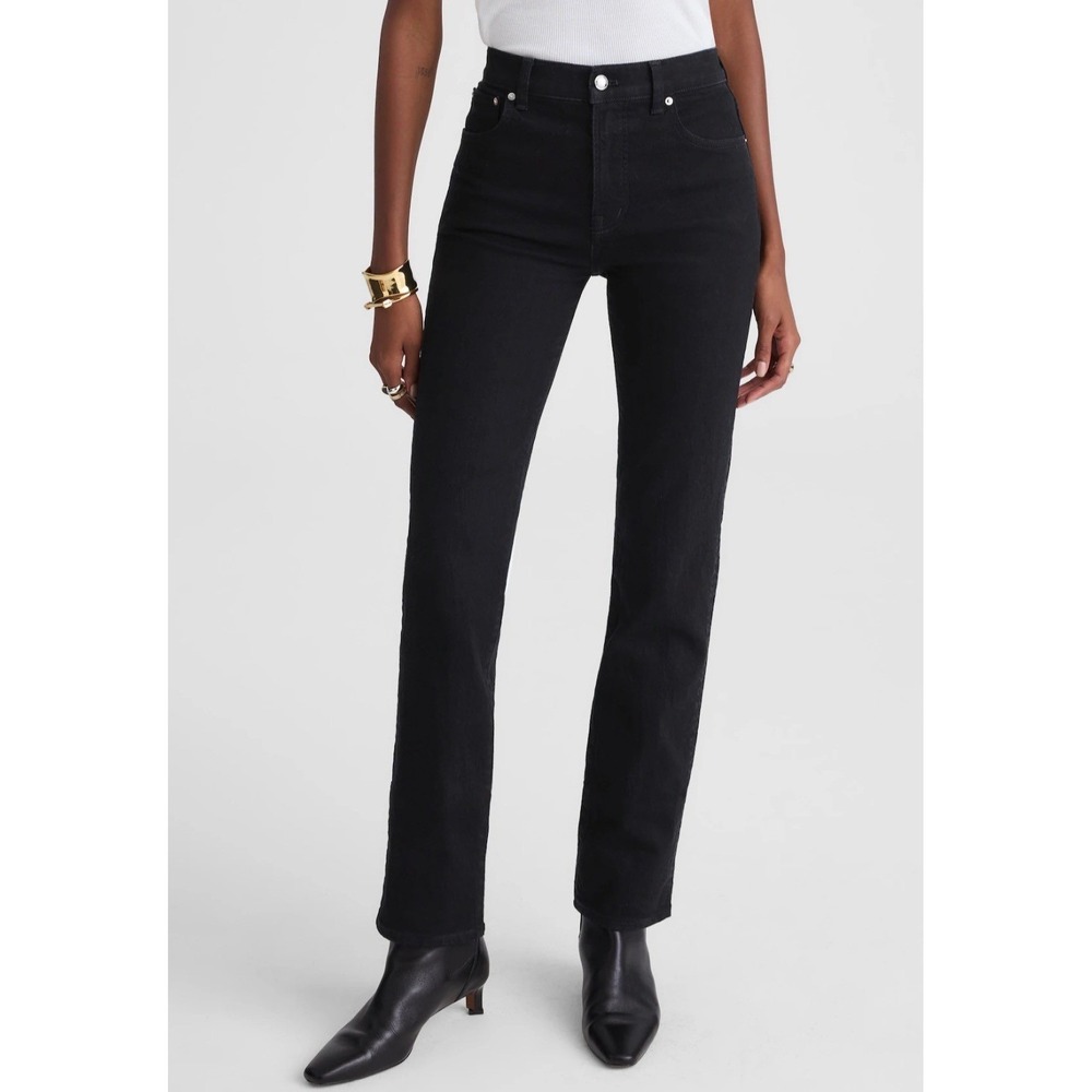 Madewell Womens Black The Longline Straight Leg High Rise Denim Jeans 29 New